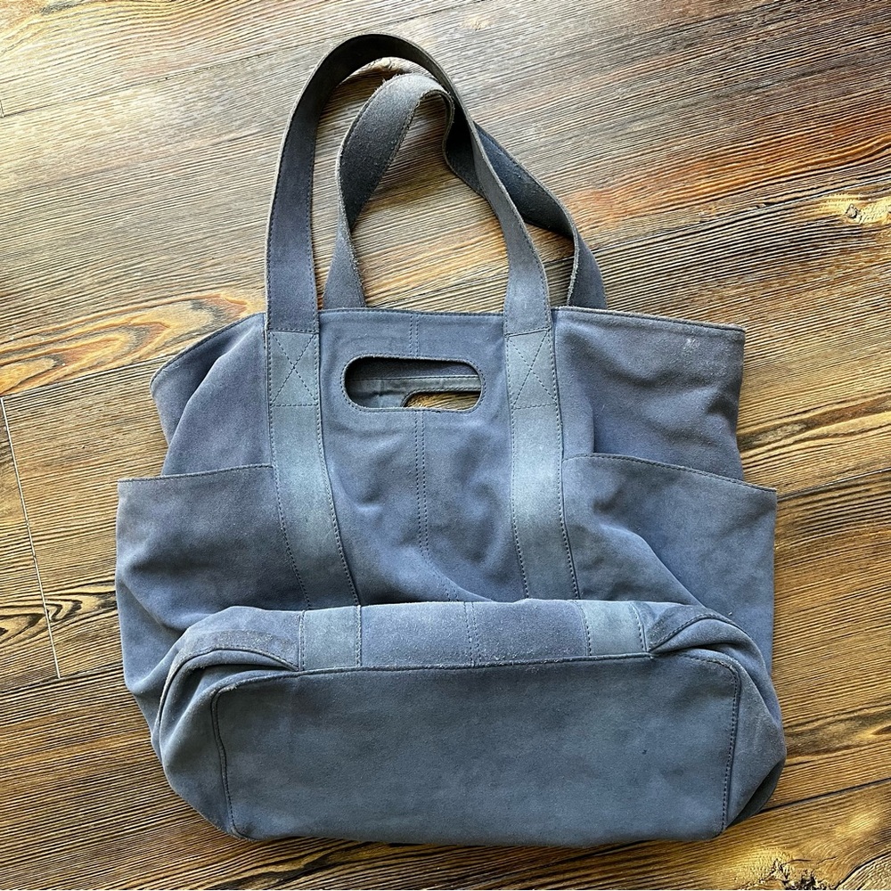 Free People Caravan Suede Tote Bag in Dusty Blue Denim - Picture 12 of 17
